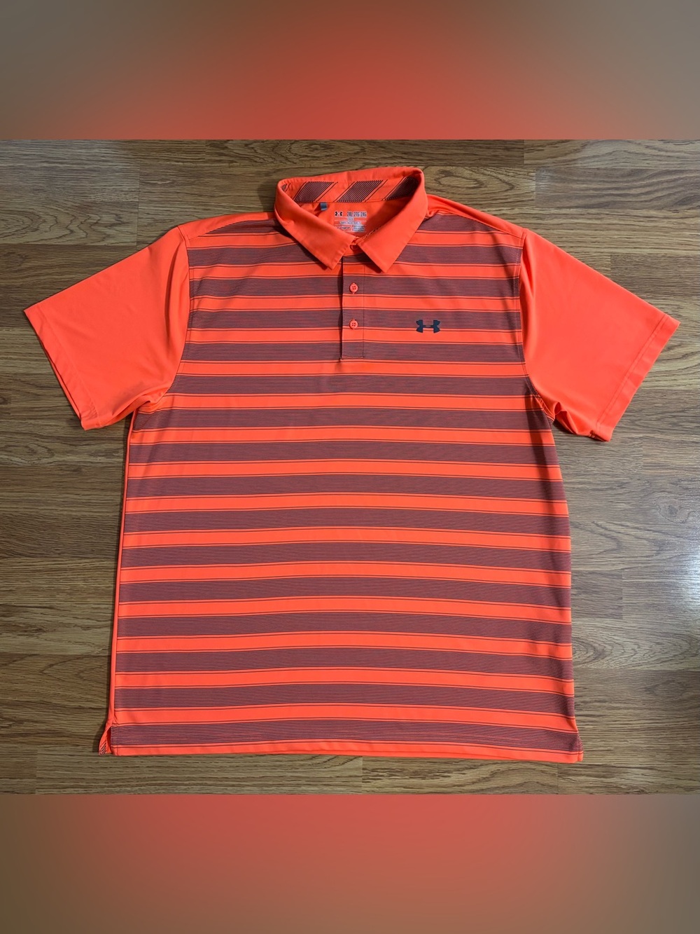 Under Armour Loose Fit Golf Polo Shirt Men’s Size 2XL Heat Gear Neon Orange Gray